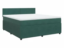 Clicnbuy Cama box spring con colchón terciopelo oscuro 180x200 cm Verde Best