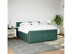 Clicnbuy Cama box spring con colchón terciopelo oscuro 180x200 cm Verde Best