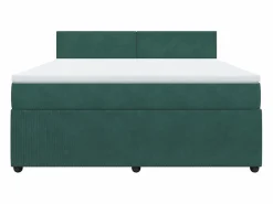 Clicnbuy Cama box spring con colchón terciopelo oscuro 180x200 cm Verde Best