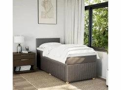 Clicnbuy Cama box spring con colchón tela gris taupe 90x190 cm Topo Online