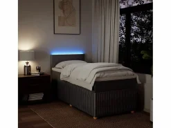 Clicnbuy Cama box spring con colchón tela gris taupe 90x190 cm Topo Online