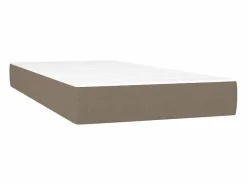 Clicnbuy Cama box spring con colchón LED tela gris taupe 90x190 cm Topo Discount