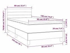Clicnbuy Cama box spring con colchón LED tela gris taupe 90x190 cm Topo Discount