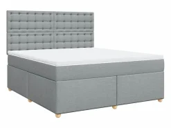 Clicnbuy Somier - 180X200Cm|Cama box spring con colchón tela claro 180x200 cm