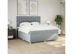 Clicnbuy Somier - 180X200Cm|Cama box spring con colchón tela claro 180x200 cm