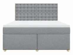 Clicnbuy Somier - 180X200Cm|Cama box spring con colchón tela claro 180x200 cm