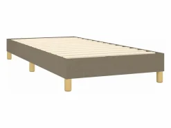 Cama box spring con colchón LED tela gris taupe 90x190 cm^Clicnbuy Sale