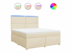 Clicnbuy Cama box spring con colchón tela color 180x200 cm Crema Best