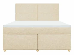 Clicnbuy Cama box spring con colchón tela color 180x200 cm Crema Best