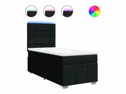 Clicnbuy Cama box spring con colchón tela 90x190 cm Negro Outlet