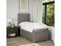 Cama box spring con colchón tela gris taupe 90x190 cm^Clicnbuy Outlet