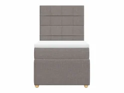 Cama box spring con colchón tela gris taupe 90x190 cm^Clicnbuy Outlet