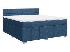Clicnbuy Cama box spring con colchón tela 200x200 cm Azul Hot