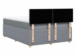 Cama box spring con colchón tela claro 160x200 cm^Clicnbuy New