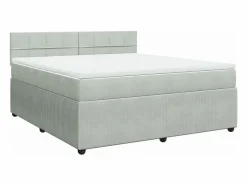 Cama box spring con colchón terciopelo claro 180x200 cm^Clicnbuy Hot