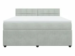 Cama box spring con colchón terciopelo claro 180x200 cm^Clicnbuy Hot