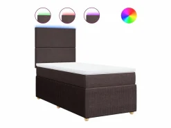 Clicnbuy Cama box spring con colchón tela marrón oscuro 90x190 cm Marru00f3n Online