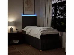 Clicnbuy Cama box spring con colchón tela marrón oscuro 90x190 cm Marru00f3n Online