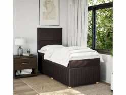 Clicnbuy Cama box spring con colchón tela marrón oscuro 90x190 cm Marru00f3n Online
