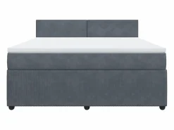 Clicnbuy Cama box spring con colchón terciopelo oscuro 180x200 cm Gris Outlet