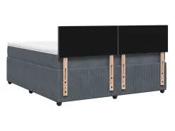Clicnbuy Cama box spring con colchón terciopelo oscuro 180x200 cm Gris Outlet