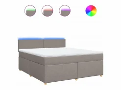 Clicnbuy Somier - 180X200Cm|Cama box spring con colchón tela gris taupe 180x200 cm