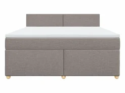 Clicnbuy Somier - 180X200Cm|Cama box spring con colchón tela gris taupe 180x200 cm
