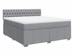 Clicnbuy Base De Cama De Láminas|Somier - 180X200Cm|Cama box spring con colchón tela claro 180x200 cm