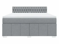 Clicnbuy Base De Cama De Láminas|Somier - 180X200Cm|Cama box spring con colchón tela claro 180x200 cm