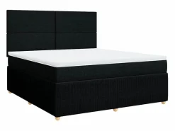 Clicnbuy Cama box spring con colchón tela 180x200 cm Negro New