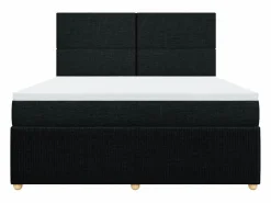 Clicnbuy Cama box spring con colchón tela 180x200 cm Negro New