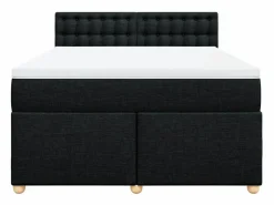 Clicnbuy Cama box spring con colchón tela 160x200 cm Negro Sale