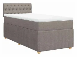 Clicnbuy Cama box spring con colchón tela gris taupe 90x190 cm Topo Discount