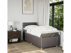Clicnbuy Cama box spring con colchón tela gris taupe 90x190 cm Topo Discount