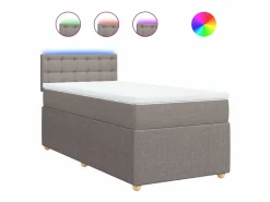 Clicnbuy Cama box spring con colchón tela gris taupe 90x190 cm Topo Hot