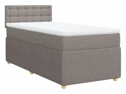 Clicnbuy Cama box spring con colchón tela gris taupe 90x190 cm Topo Hot