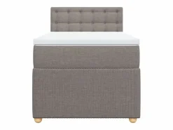 Clicnbuy Cama box spring con colchón tela gris taupe 90x190 cm Topo Hot