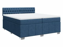 Clicnbuy Cama box spring con colchón tela 200x200 cm Azul New
