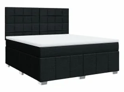 Clicnbuy Cama box spring con colchón tela 180x200 cm Negro Sale