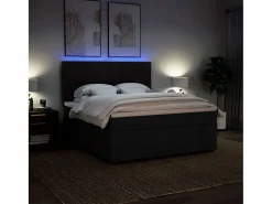 Clicnbuy Cama box spring con colchón tela 180x200 cm Negro Sale