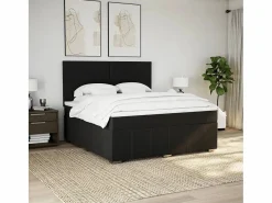 Clicnbuy Cama box spring con colchón tela 180x200 cm Negro Sale