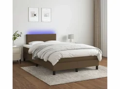 Clicnbuy Cama box spring con colchón y LED tela marrón oscuro 120x190 cm Outlet