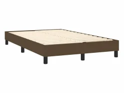 Clicnbuy Cama box spring con colchón y LED tela marrón oscuro 120x190 cm Outlet