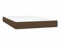 Clicnbuy Cama box spring con colchón y LED tela marrón oscuro 120x190 cm Outlet