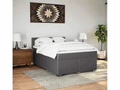 Clicnbuy Base De Cama De Láminas|Cama box spring con colchón cuero sintético gris 140x190 cm