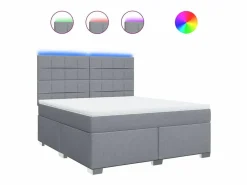 Cama box spring con colchón tela claro 180x200 cm^Clicnbuy Best