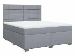 Cama box spring con colchón tela claro 180x200 cm^Clicnbuy Best
