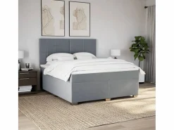 Cama box spring con colchón tela claro 180x200 cm^Clicnbuy Best