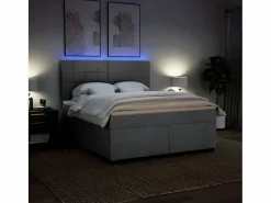 Cama box spring con colchón tela claro 180x200 cm^Clicnbuy Best