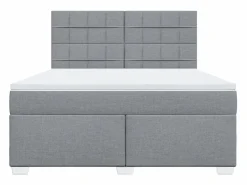 Cama box spring con colchón tela claro 180x200 cm^Clicnbuy Best